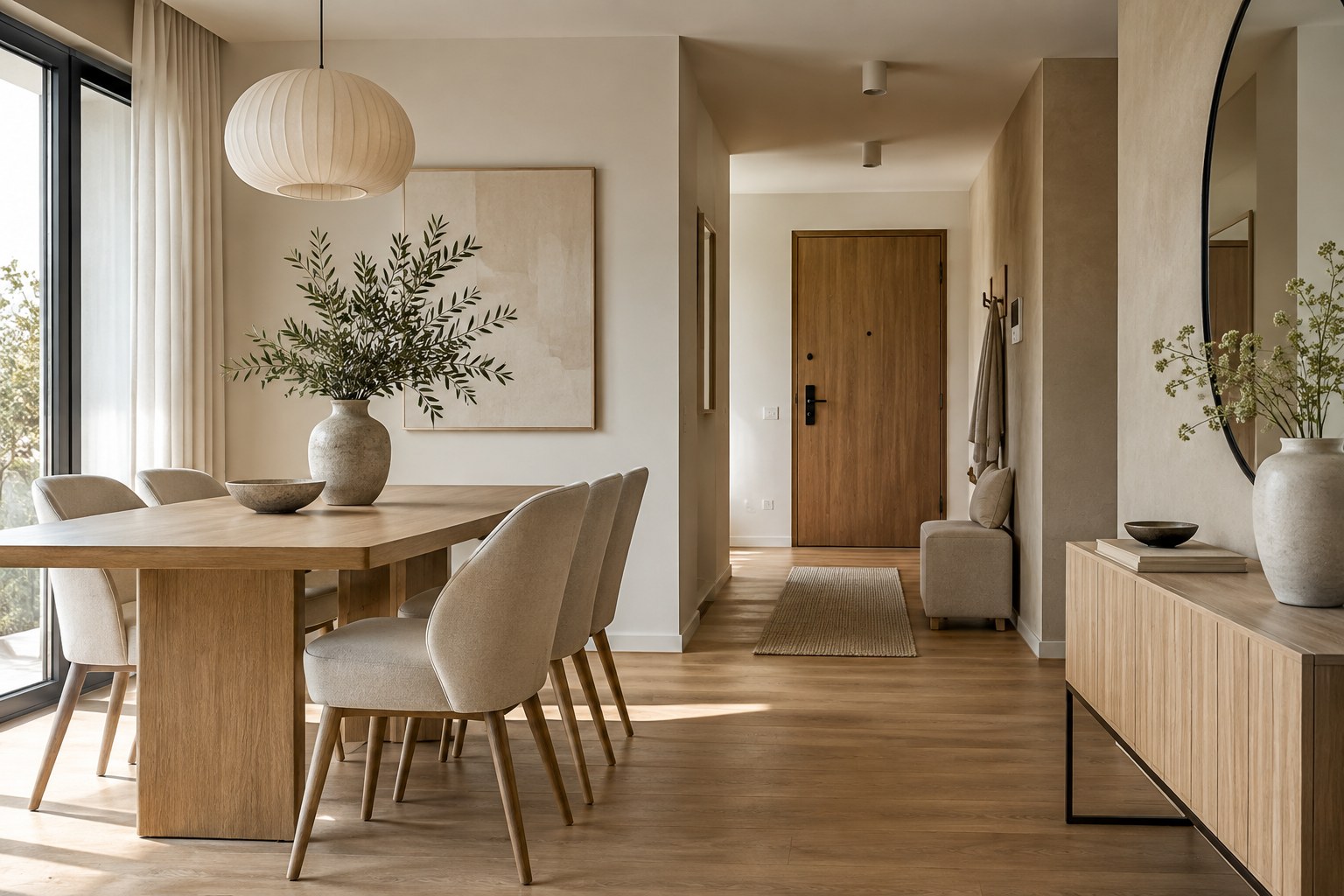 Home staging Wejherowo i Trójmiasto Nowoczesna jadalnia i hol po aranżacji home stagingowej